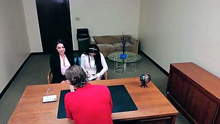 Secretary and vice principal blowing dick at the office