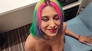 Beautiful woman with natural tits gets a rough missionary fuck