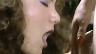 Blonde minx licking mushroom head in close up in threesome