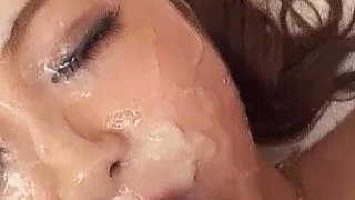 Candid Asian teen filmed having at bukakke party uncensored