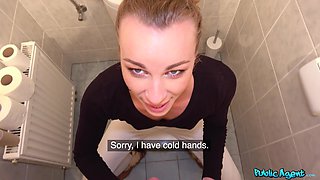 Cute blonde gives the best blowjob ever while she is on her knees