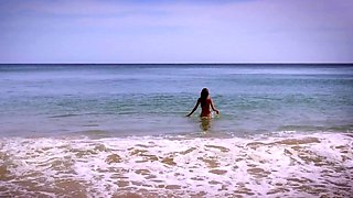 Sexy brunette teen outdoor masturbation