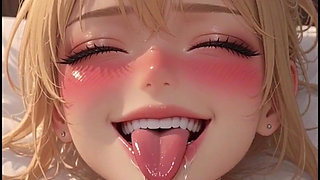 Blonde Anime Masturbates on Terrace