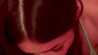 Public blowjob from an amateur brunette babe in POV video