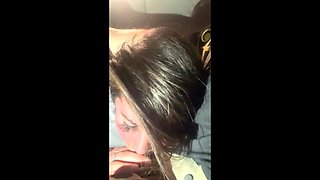 Misty Meaner gives epic road head with drool and gagging on big dick while driving