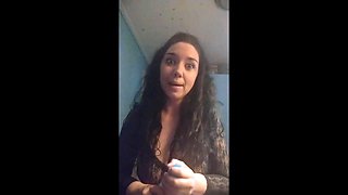 Busty mature woman playing with the cream all around her