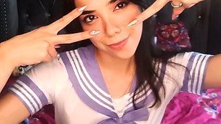 Stacked brunette goes solo toys and masturbation