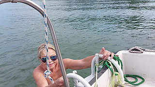 Sexy Granny Swims Naked in a Lake!