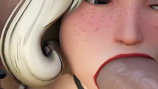 Mercy Sucks Two Big Dicks for Money - 3D Overwatch Animation