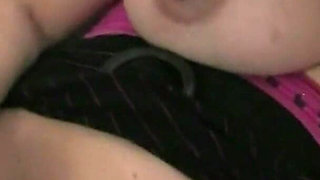 Busty Brunette Fingers Herself Wildly to Orgasm on the Stairs