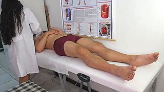 Nurse Excited By Patient's Huge Uncontrollable Erection In Hospital - Brunette Latina In Uniform