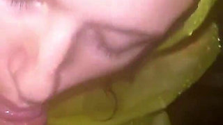 Horny Girlfriend Offered Blowjob with Raincoat In Shower With Cum On Face