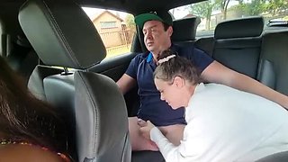 Amateur Brunette MILF Gives Explicit Blowjob in Moving Car