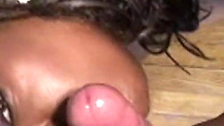 *Throwback* Ebony milf catches a big load in her mouth