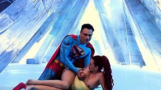 A super sexy brunette massages her big boobs