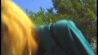 Hairy blonde mature have a nice time outdoors
