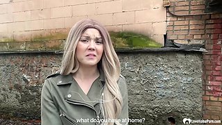 Cute blonde puts on a sexy outfit