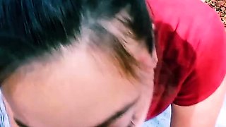 Mature brunette amateur giving a great POV blowjob