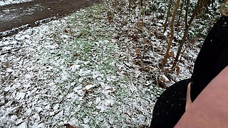 Naked Tit Slapping in the Snow