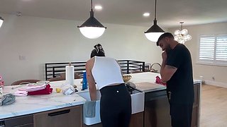 Hot brunette amateur MILF rides hubbys cock