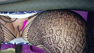Remote squirt orgasm control with vibrator in public
