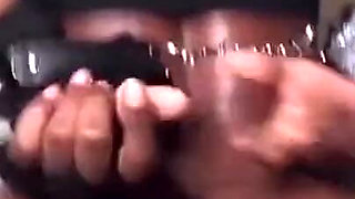 Ebony Stepdaughter with Big Tits Rides a Big Dildo