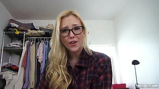 Blonde In Glasses Moaning In Excitement As She Gets Screwed