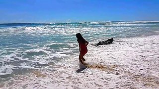 Sexy Brunette MILF Gets Fucked on the Beach and Gets a Huge Facial Cumshot