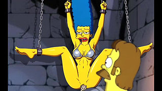 Slut in Chains Takes His Cum. Erotic Fantasy. Cartoon Parody of the Simpsons