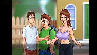 American and Canadian stepmom's wild time with a German dirty mom in summertime saga