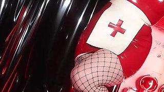 Rubber Nurse Facesitting Bound Patient