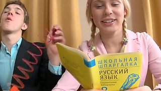 Blonde tutor seduces her student and fucks his passionately