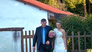 Andrea and her husband fucked outdoors in sexy lingerie and stockings