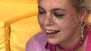 Blonde brunette teens threesome