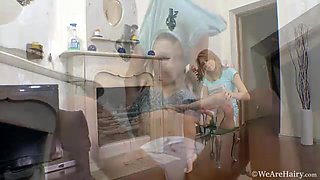 Alisia strips and bends over naked in living room - WeAreHairy