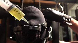 Male Slave Suspension and Cum Feeding with Piss Chaser
