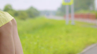 128 Subtle Outdoor Flirting with Passing Drivers at a Bus Stop. Do You Like My Legs? 60fps