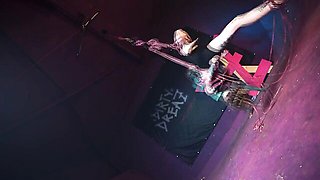 Dirty lady at tattoo bondage video