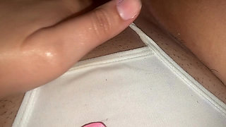I rub myself and put my finger in my fat pussy because I couldn't stand the horniness anymore