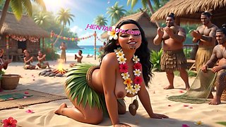 Big Ass Beauty Moana Fucked In Group By Tribal Villagers