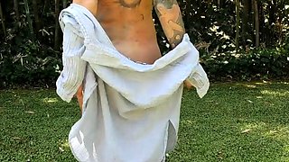 Busty blonde outdoor masturbation fun times