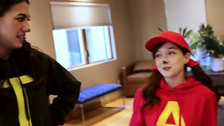 Trick or treat foursome with girlfriends