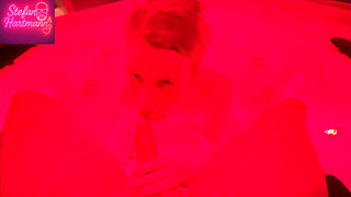 Blonde Teen Blows Cock in the Whirlpool! Horny Facial for the Slut!