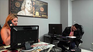 The Latina boss finally gets some office sex action with her coworker