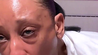 Pink Foxx Gags on Big White Dildo