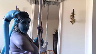 Busty curly brunette with big boobs fucks on couch