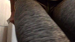 Schoolgirl's Risky Public Orgasm in Leggings