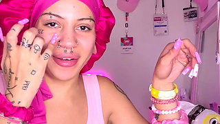 Spicy Food Mukbang Overeating Facestuffing Petite Girl Eating Hot Food Close-up Long Nails Fetish Acrylic Nails Teen Bonnet