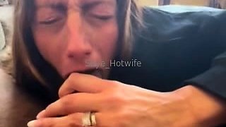 Shaved pussy MILF blowjob and fucking POV