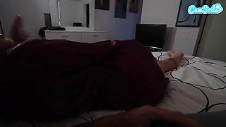 Stepmom with Huge Tits Joins in Bed  Ends Up with BBC in Her Mouth